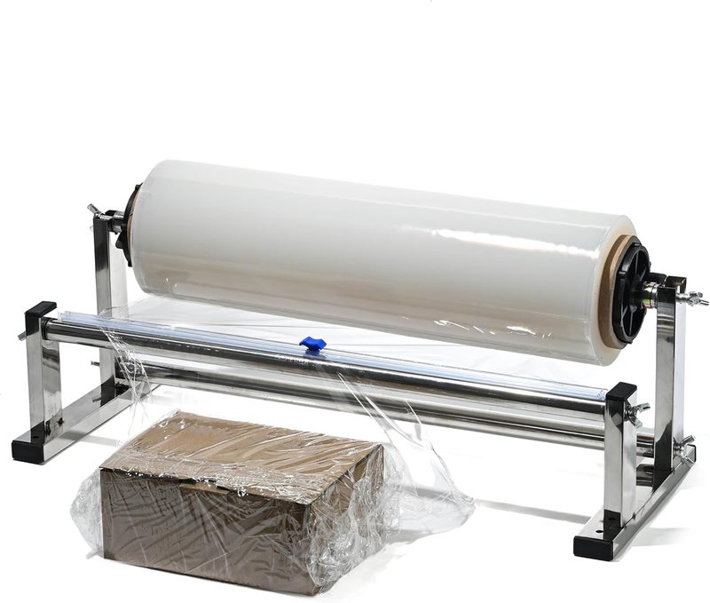 KZU Plastic Wrap Dispenser with Cutter, 4.0-17 inch Stretch Wrap Dispenser, Manual Stretch Film Dispenser, Stainless Steel Plastic Wrap Dispener, Predrilled Holes for Table Wall Floor Mount - Image 1